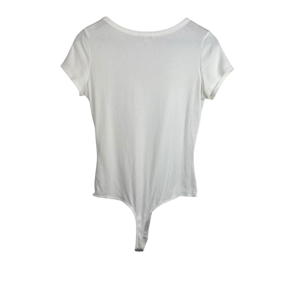 Agolde | White Ribbed Scoop Neck Short Sleeve Bodysuit - Picture 4 of 8